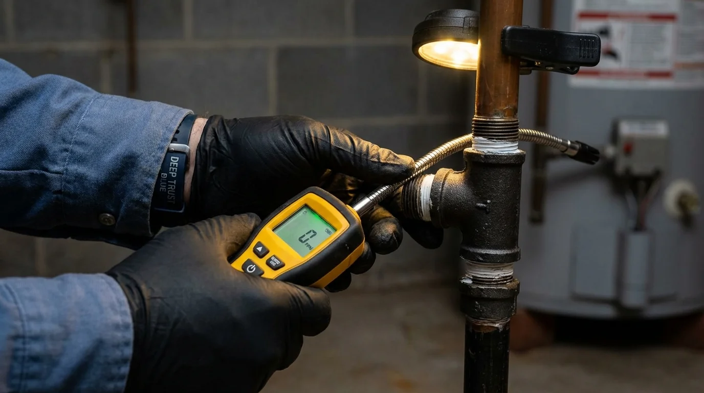 Gas leak detection with electronic sniffer by Johns Plumbing LLC in Prairie du Chien