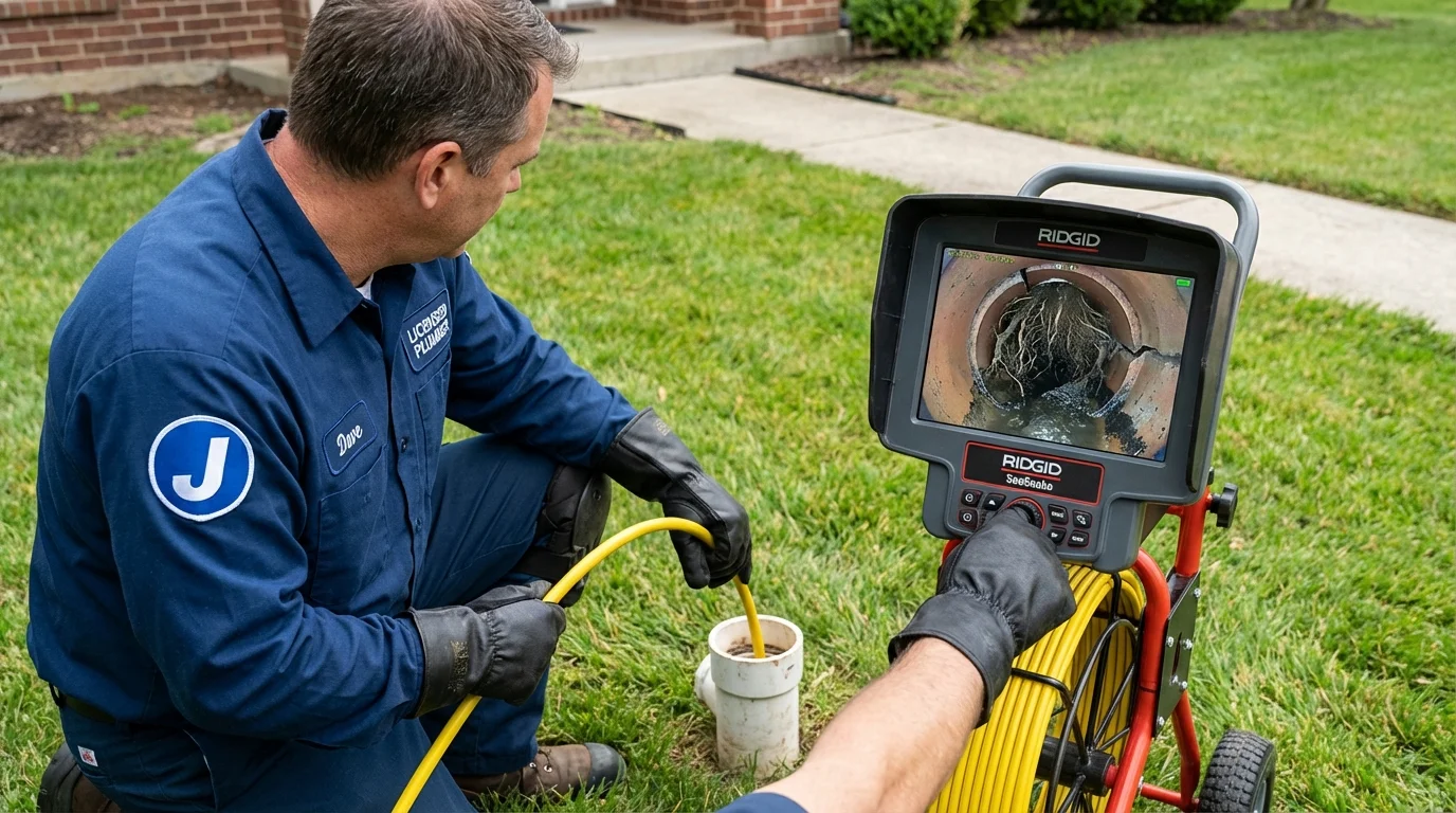 Sewer camera inspection being performed by Johns Plumbing LLC in Prairie du Chien